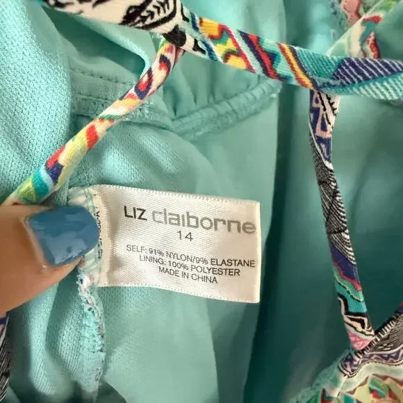Liz Claiborne Womens One Piece Swimsuit 14 Curvy Colorful Beach Summer Vacation - Picture 4 of 6